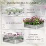 Voir la diapositive 4 : OUTSUNNY Mini serre de jardin carré potager 2 lucarnes dim. 126L x 107l x 67H cm alliage alu. acier galvanisé ondulé polycarbonate
