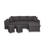 Voir la diapositive 2 :  Canapé 3 places d'angle Droit convertible avec coffre Tissu gris foncé+ 2 poufs inclus ANETTA