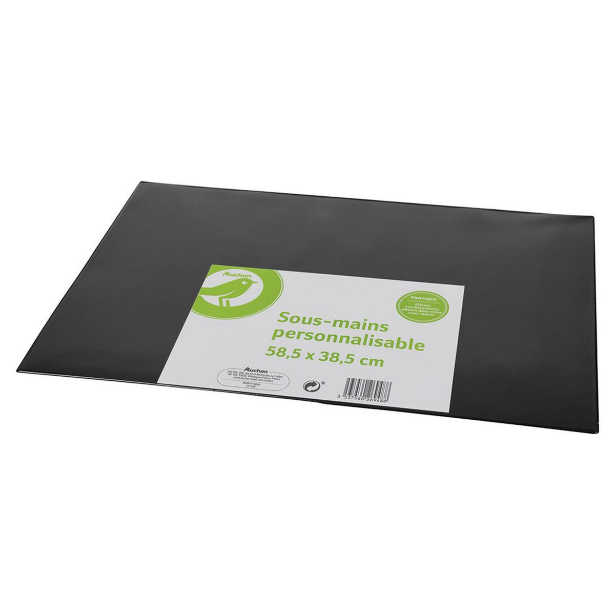 AUCHAN Sous main PVC 59x39cm personnalisable noir