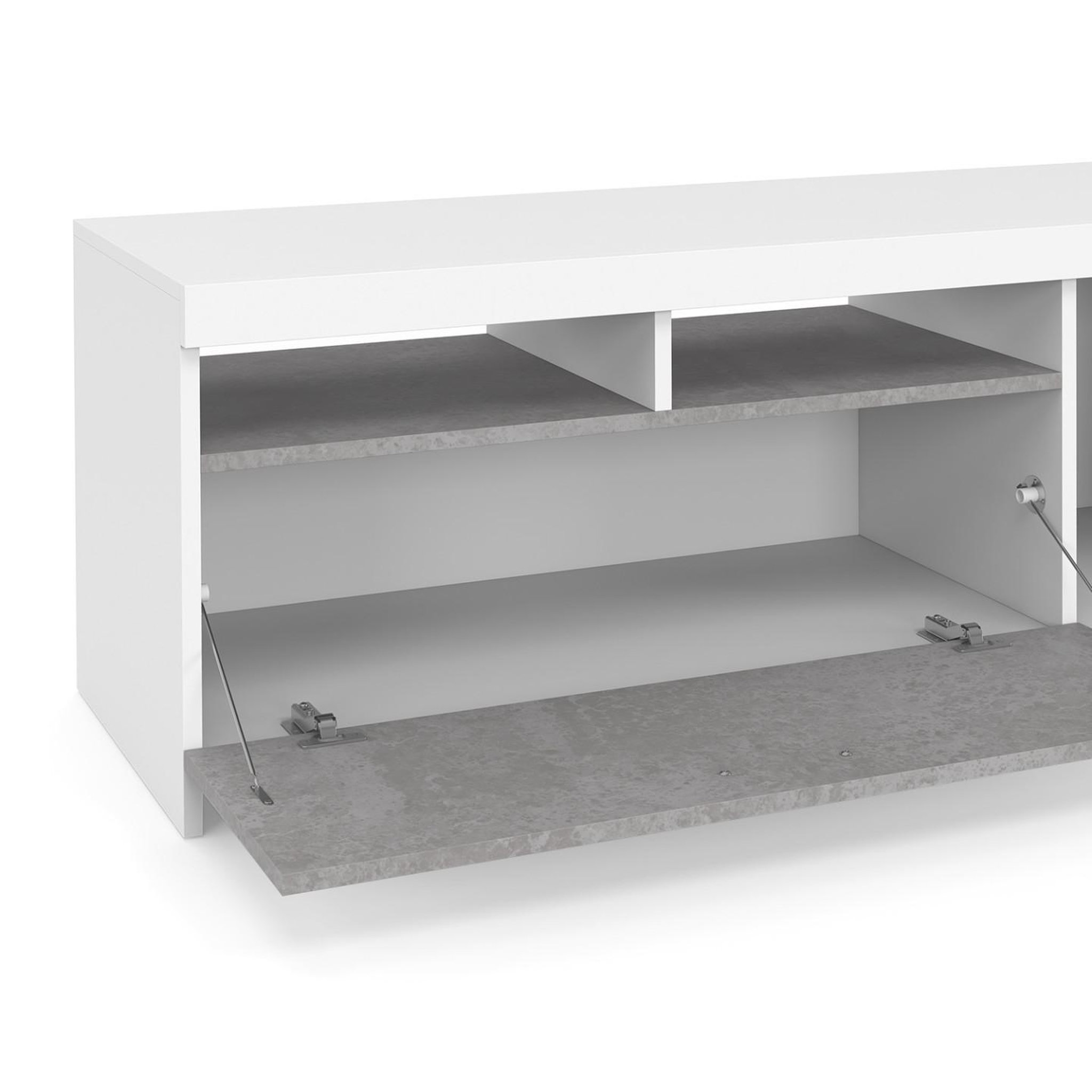 Voir la diapositive 6 : ID MARKET Meuble tv 110 cm malo blanc et placard effet béton