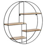 ID MARKET Etagère murale ronde LILY 4 niveaux bois et métal design industriel