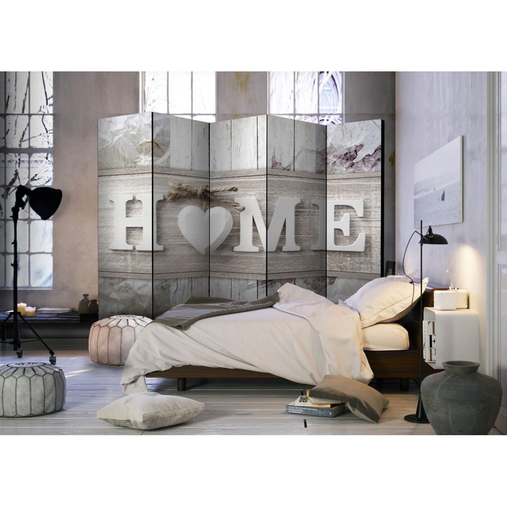 Voir la diapositive 2 : Paris Prix Paravent 5 volets   inscription home  172x225cm