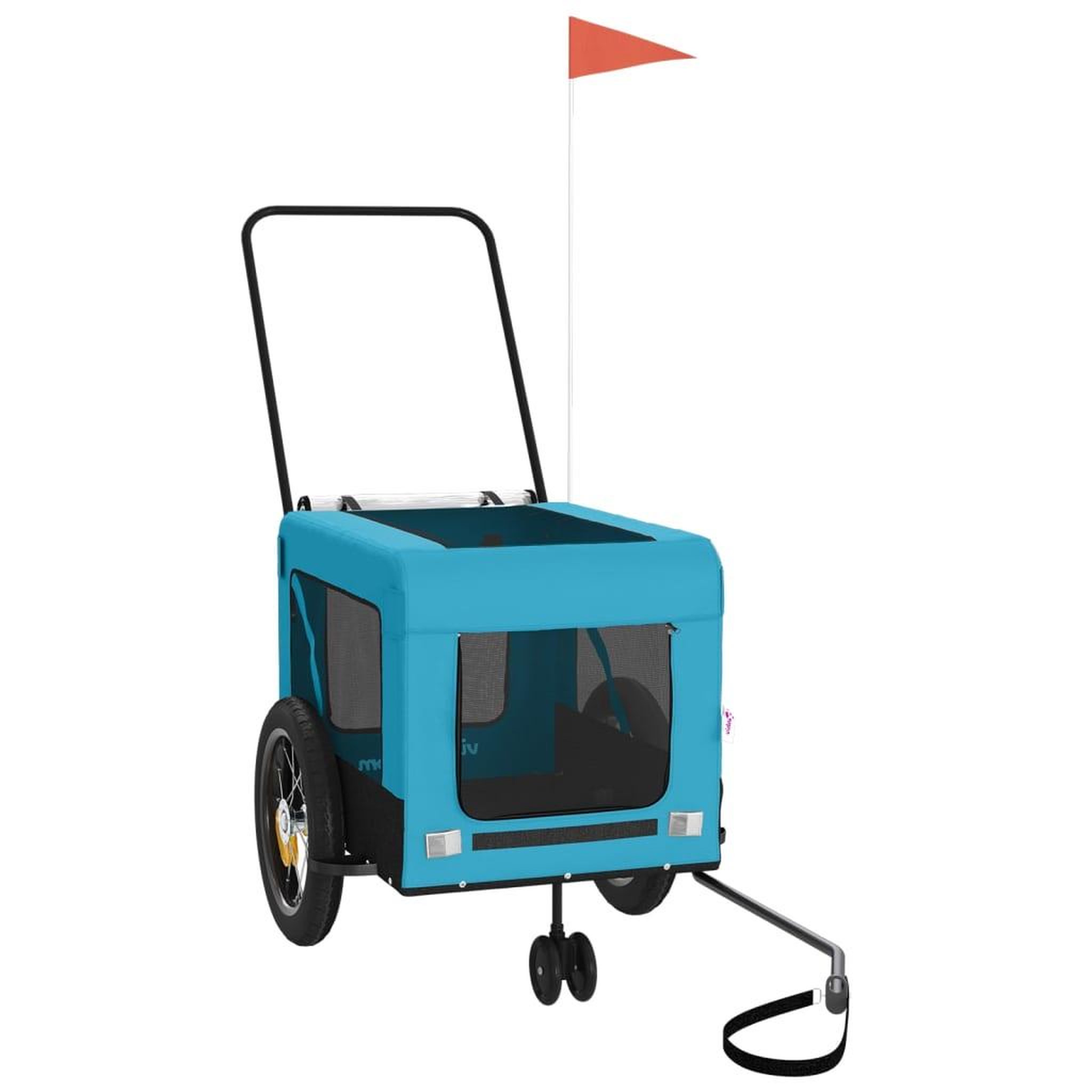 Voir la diapositive 4 : VIDAXL Remorque de velo pour animaux de compagnie bleu et noir