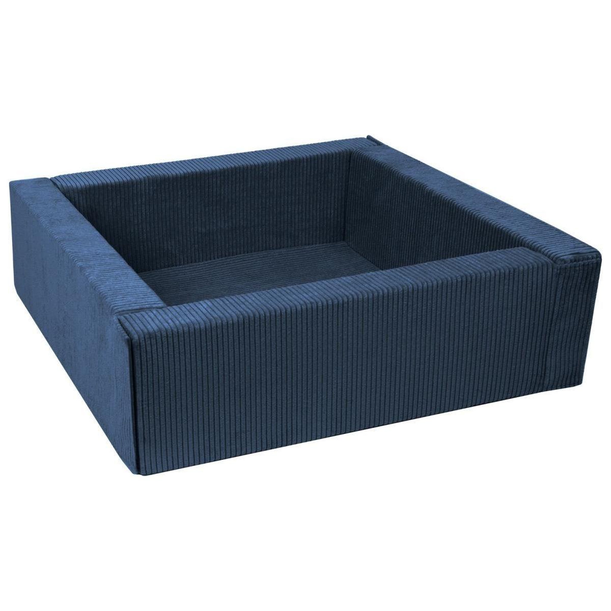 Voir la diapositive 2 : VELINDA Piscine à balles carrée en cuir artificiel, sans balles — bleu (velours côtelé)