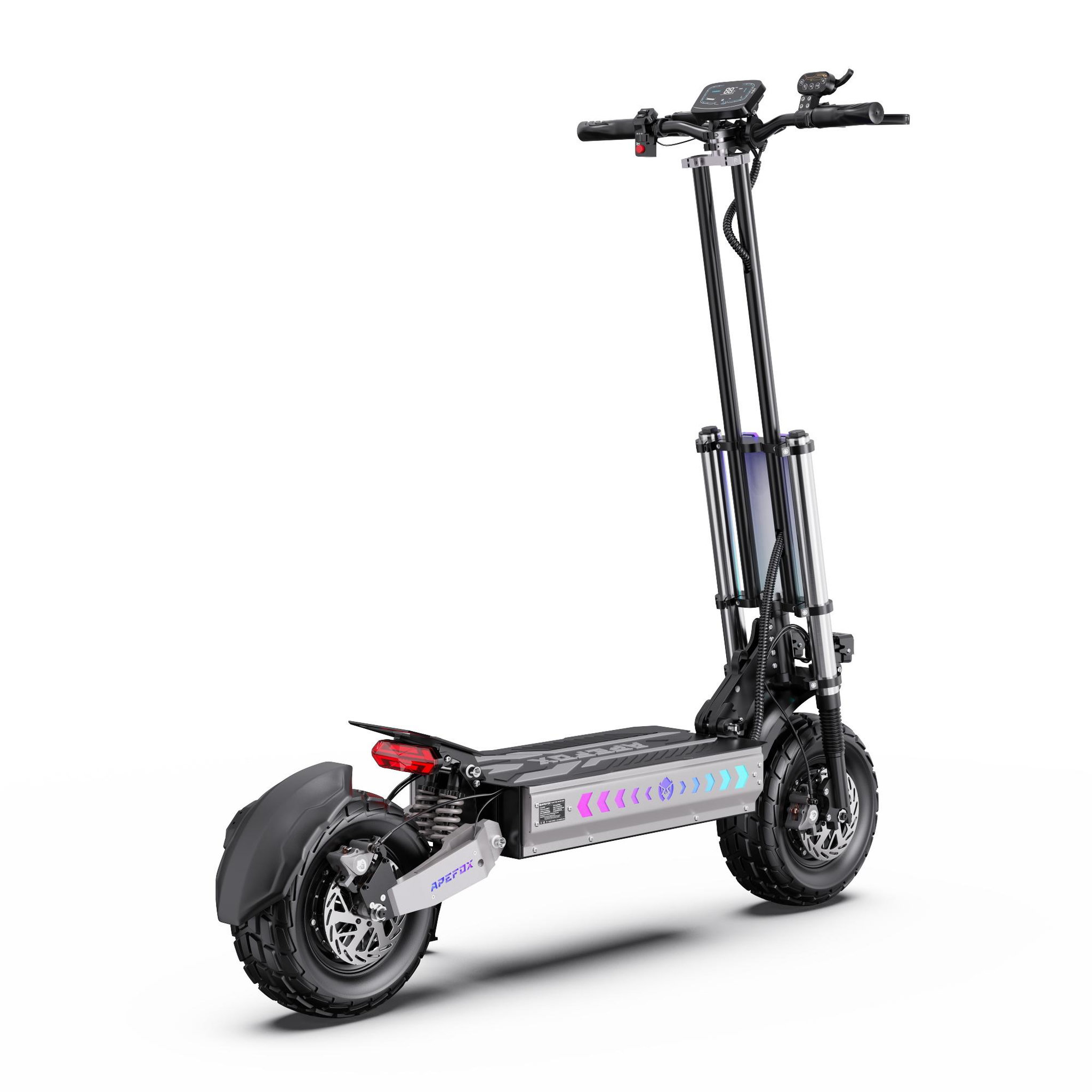Voir la diapositive 6 : APEFOX Trottinette électrique APEFOX T90, double moteur, 25 km/h, autonomie de 100 km, tout-terrain