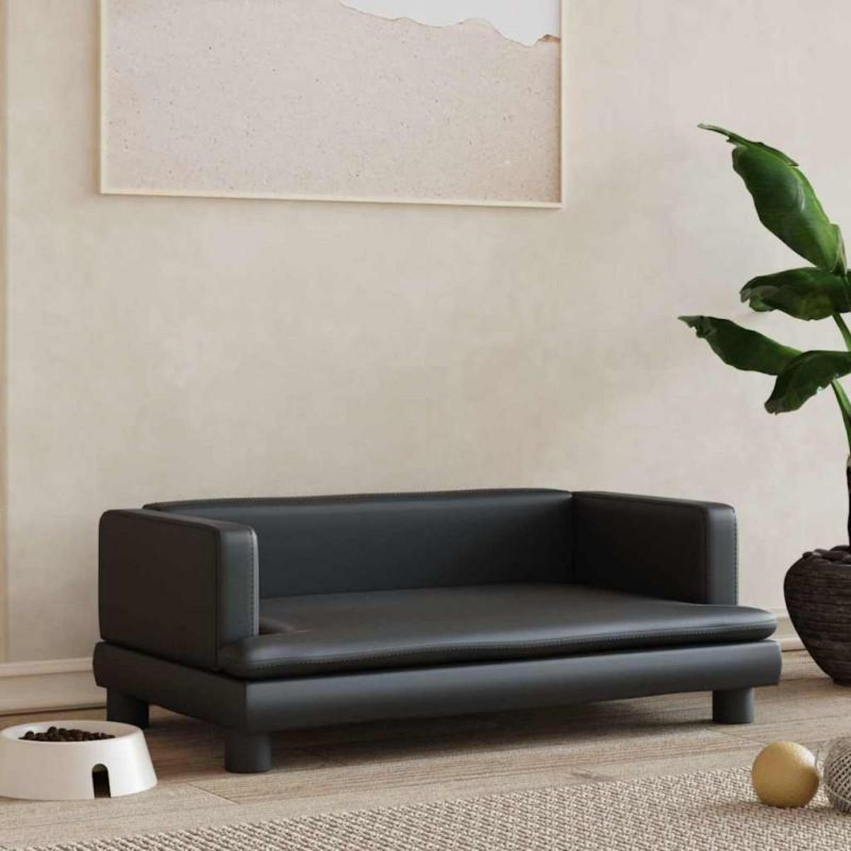 VIDAXL Lit pour chien noir 80x45x30 cm similicuir