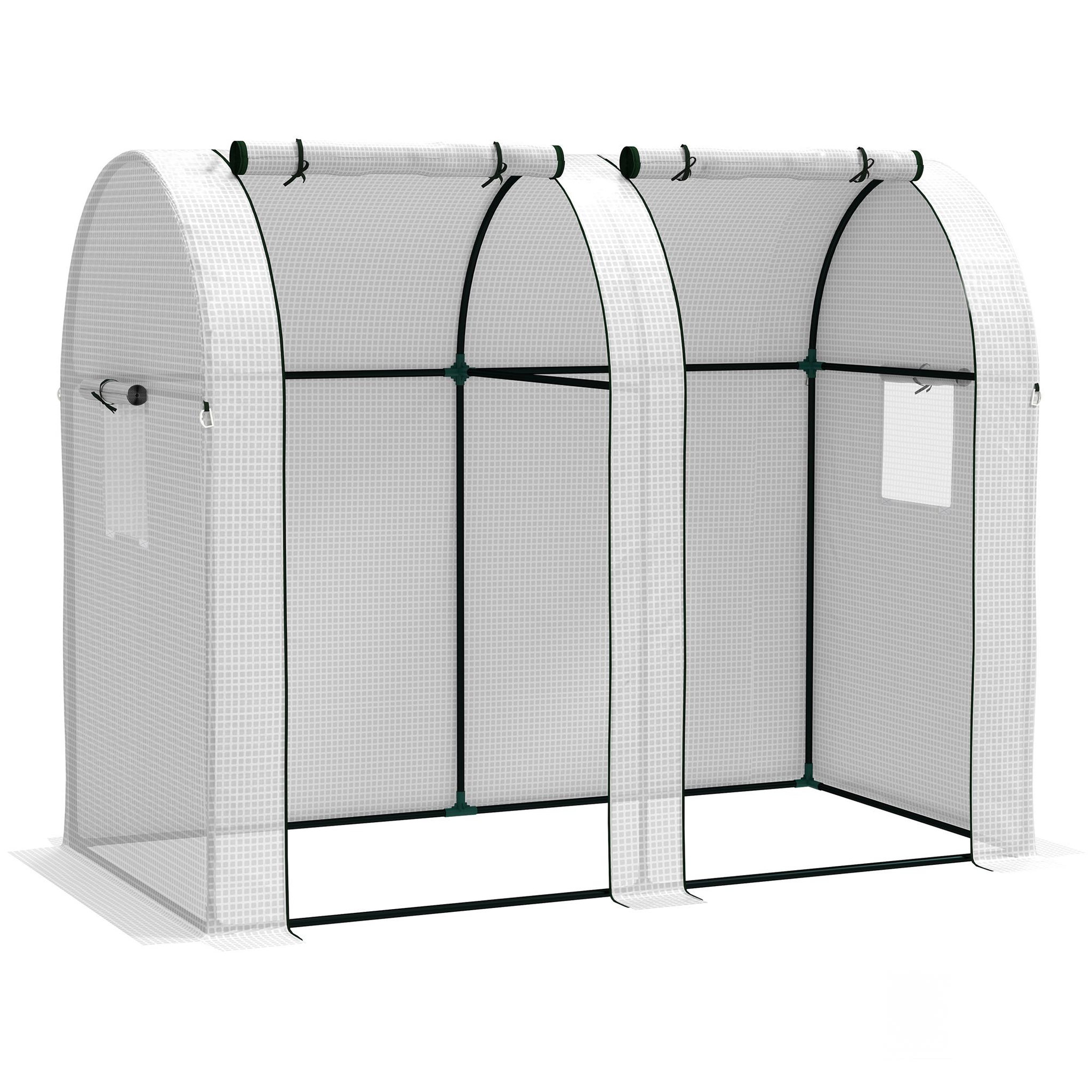 OUTSUNNY Serre de jardin 1,8 m² - 2 portes zippées 4 fenêtres - acier pe blanc