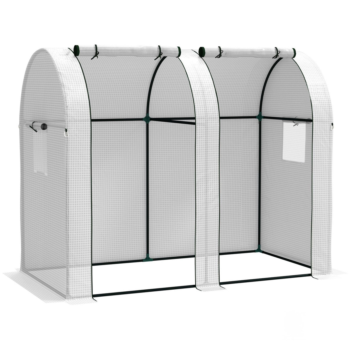 OUTSUNNY Serre de jardin 1,8 m² - 2 portes zippées 4 fenêtres - acier PE blanc