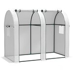 OUTSUNNY Serre de jardin 1,8 m² - 2 portes zippées 4 fenêtres - acier PE blanc