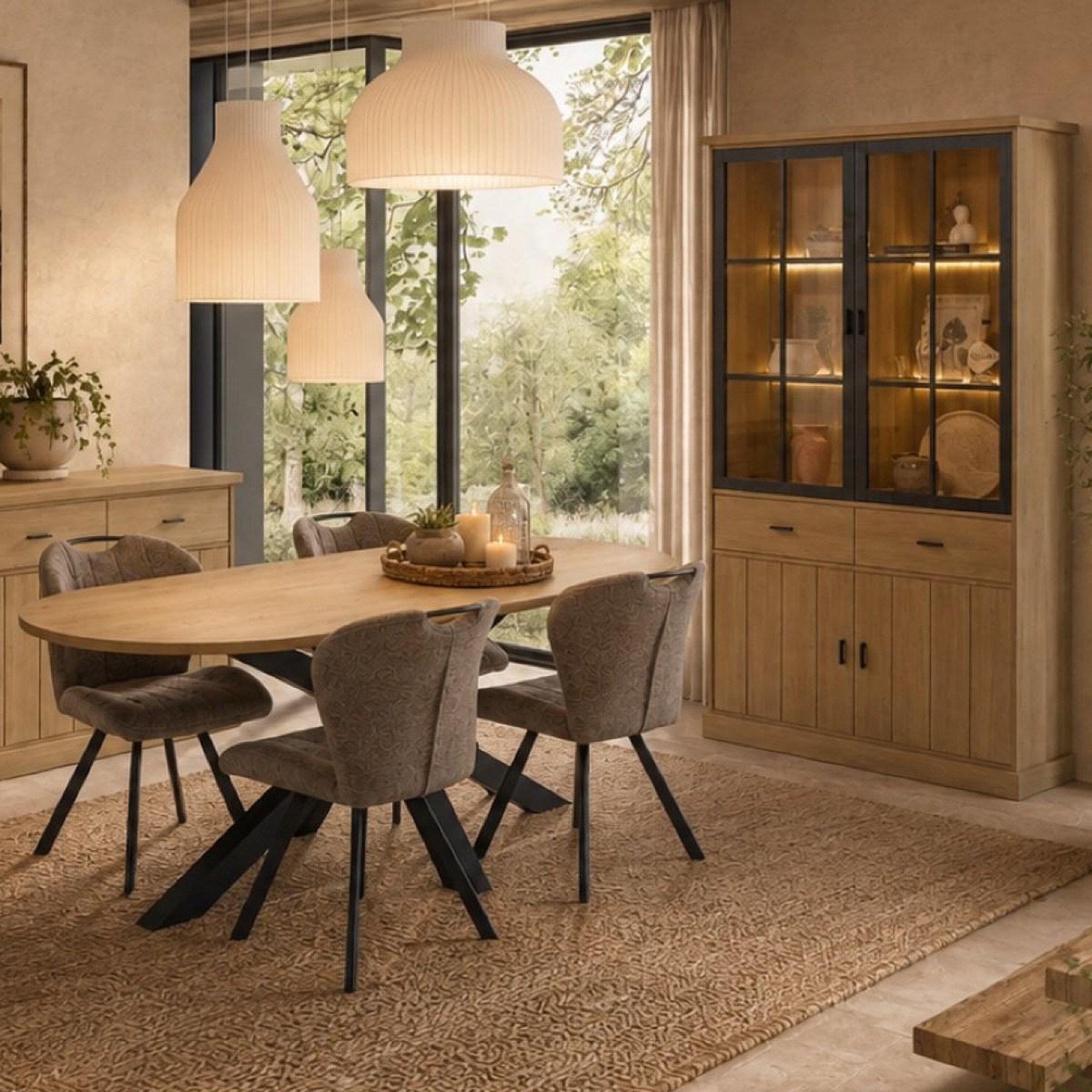 Voir la diapositive 4 : JLC KREATION Vitrine moderne en bois 2 portes vitrées teodora