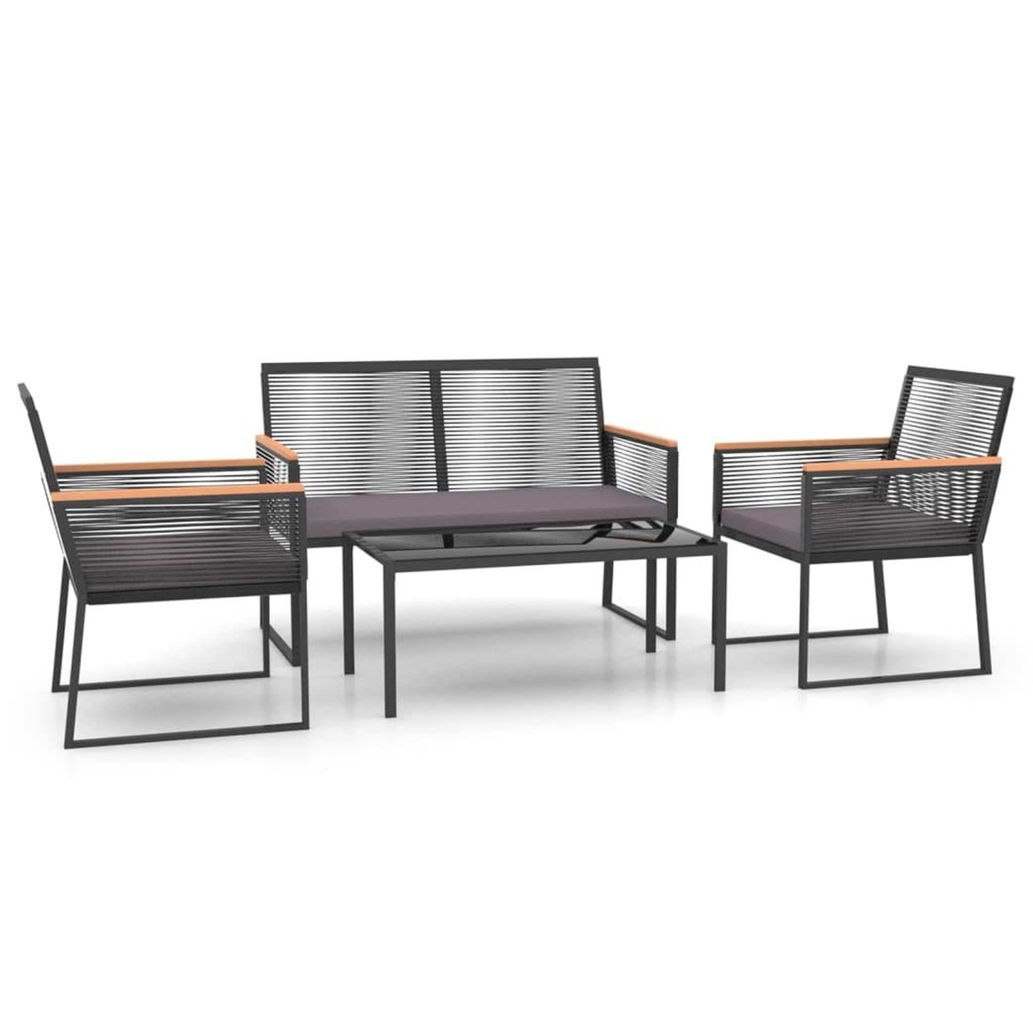 Voir la diapositive 2 : VIDAXL Salon de jardin 4 pcs avec coussins Noir Acier
