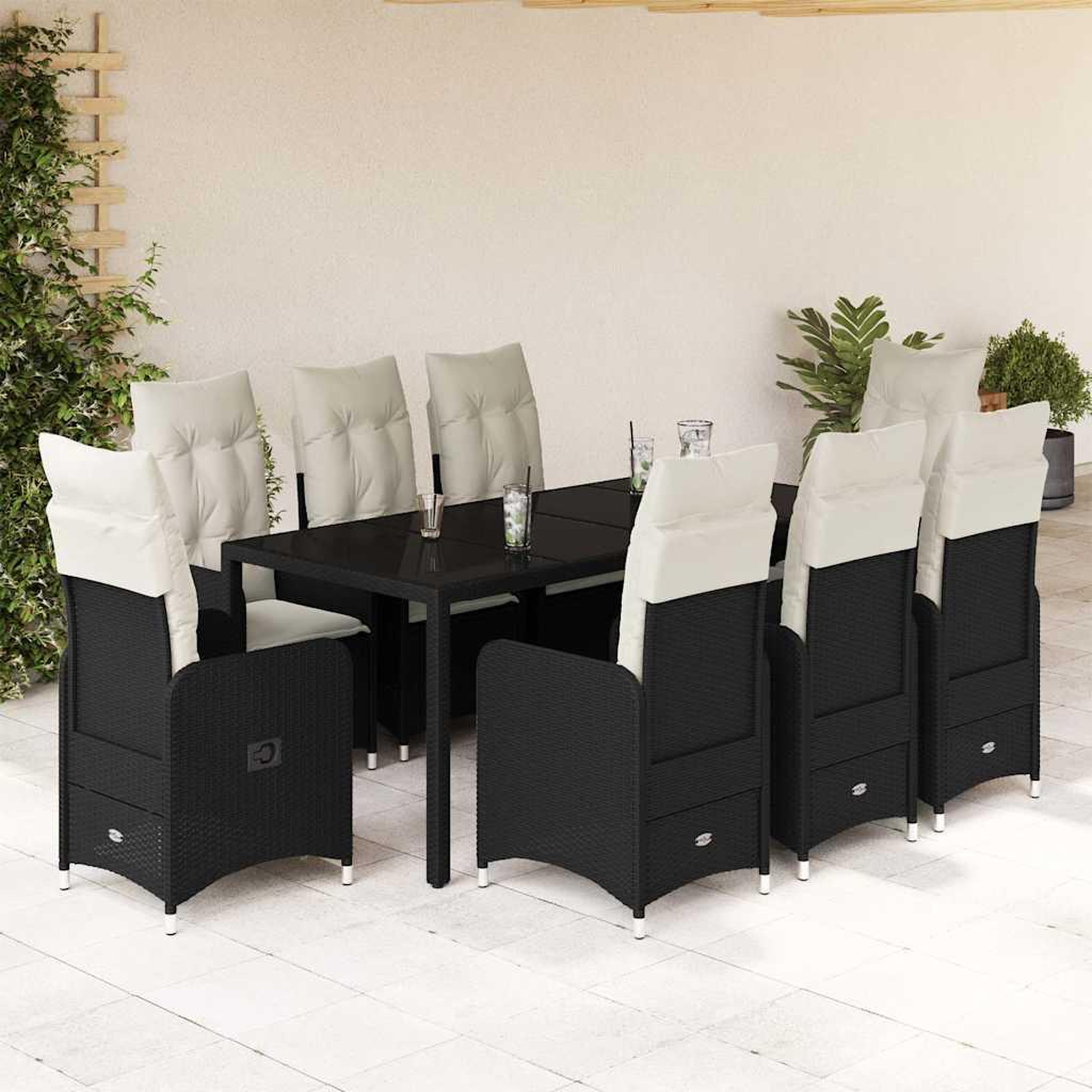 Voir la diapositive 1 : VIDAXL Ensemble de bistro de jardin 9 pcs coussins noir poly rotin