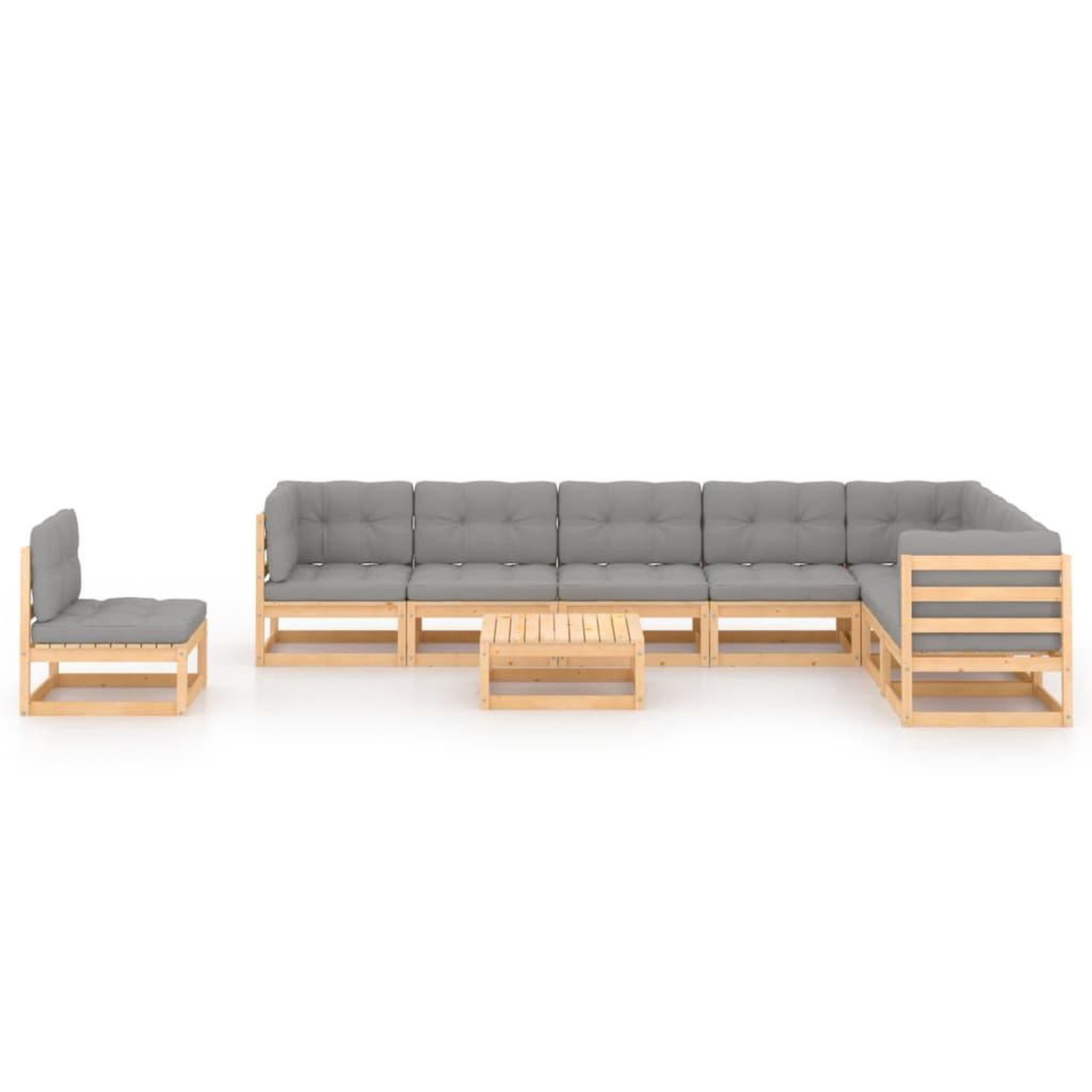 Voir la diapositive 2 : VIDAXL Salon de jardin 9 pcs avec coussins Bois de pin massif