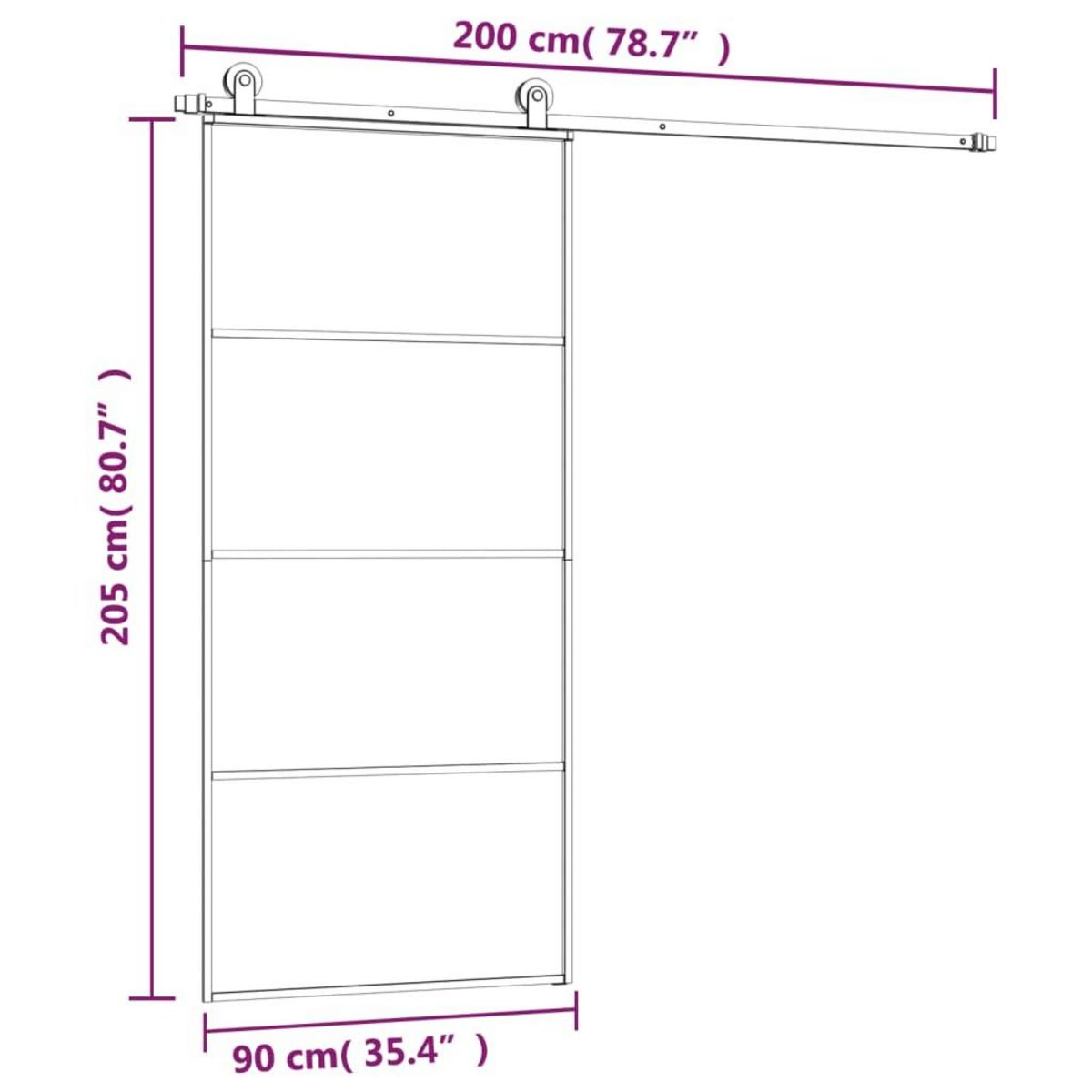 VIDAXL Porte coulissante avec kit de quincaillerie 90x205 cm Verre ESG
