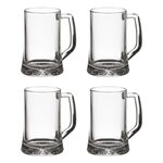 SECRET DE GOURMET Lot de 4 Verres à Bières  Anse  32cl Transparent