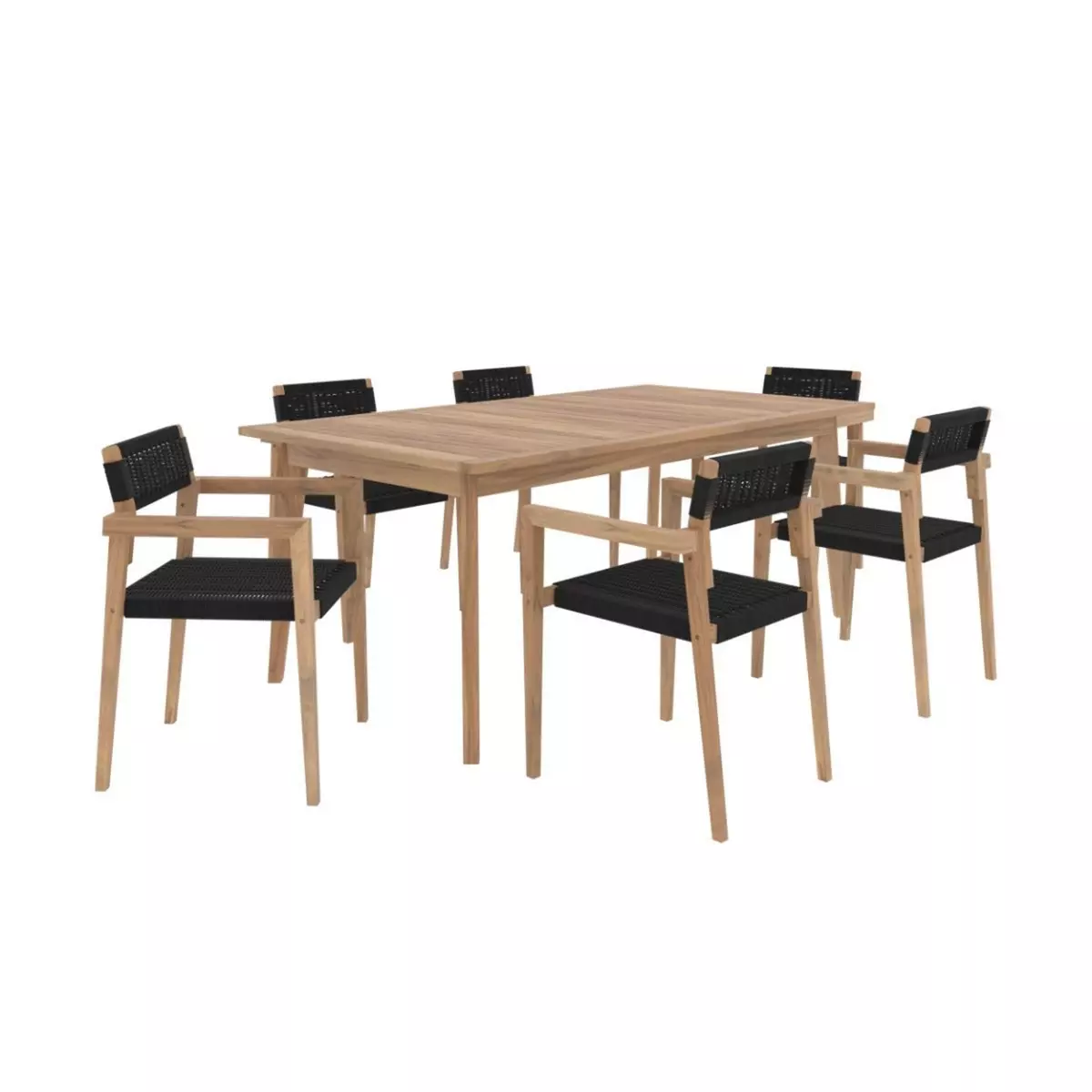 Rendez vous déco Ensemble table et chaises de jardin Tunga 6 personnes en bois de teck