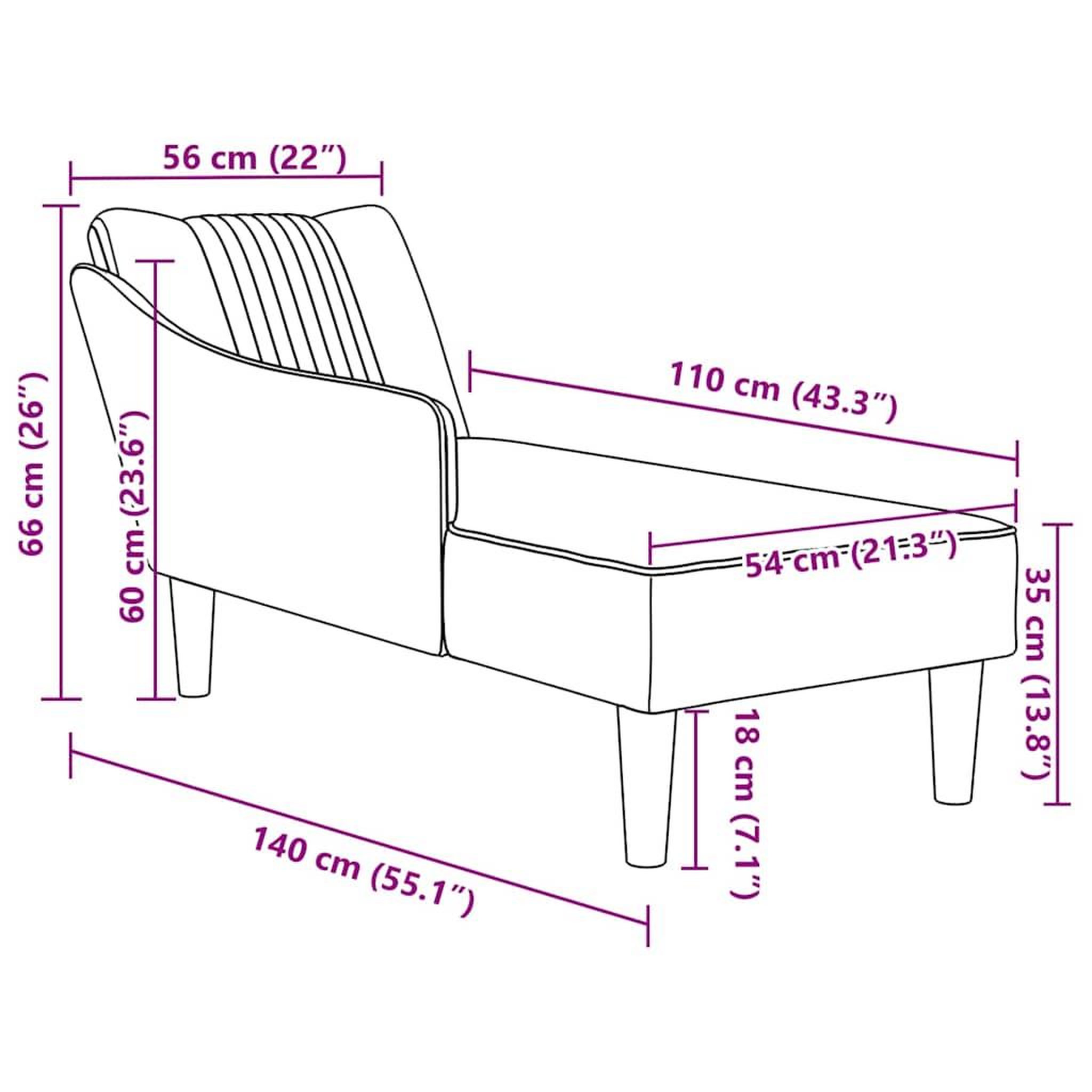 Voir la diapositive 6 : VIDAXL Fauteuil long avec accoudoir droit gris clair velours