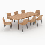 MAISON PAVANE Table et chaises de jardin 8 personnes, bois, résine tressée naturelle-Tunga