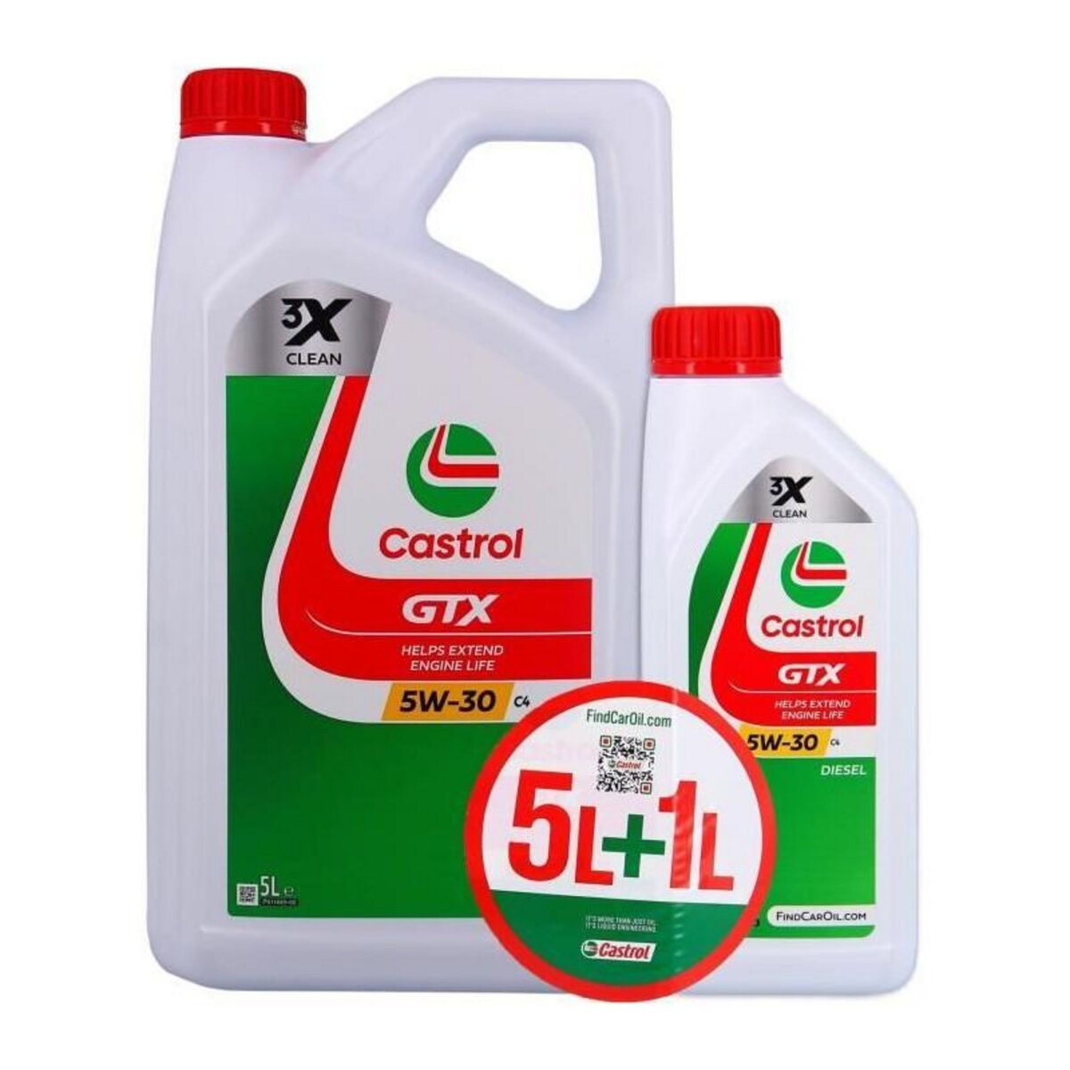 CASTROL Huile Moteur - CASTROL GTX - 5W-30 C4 - 5L+1L - 057036