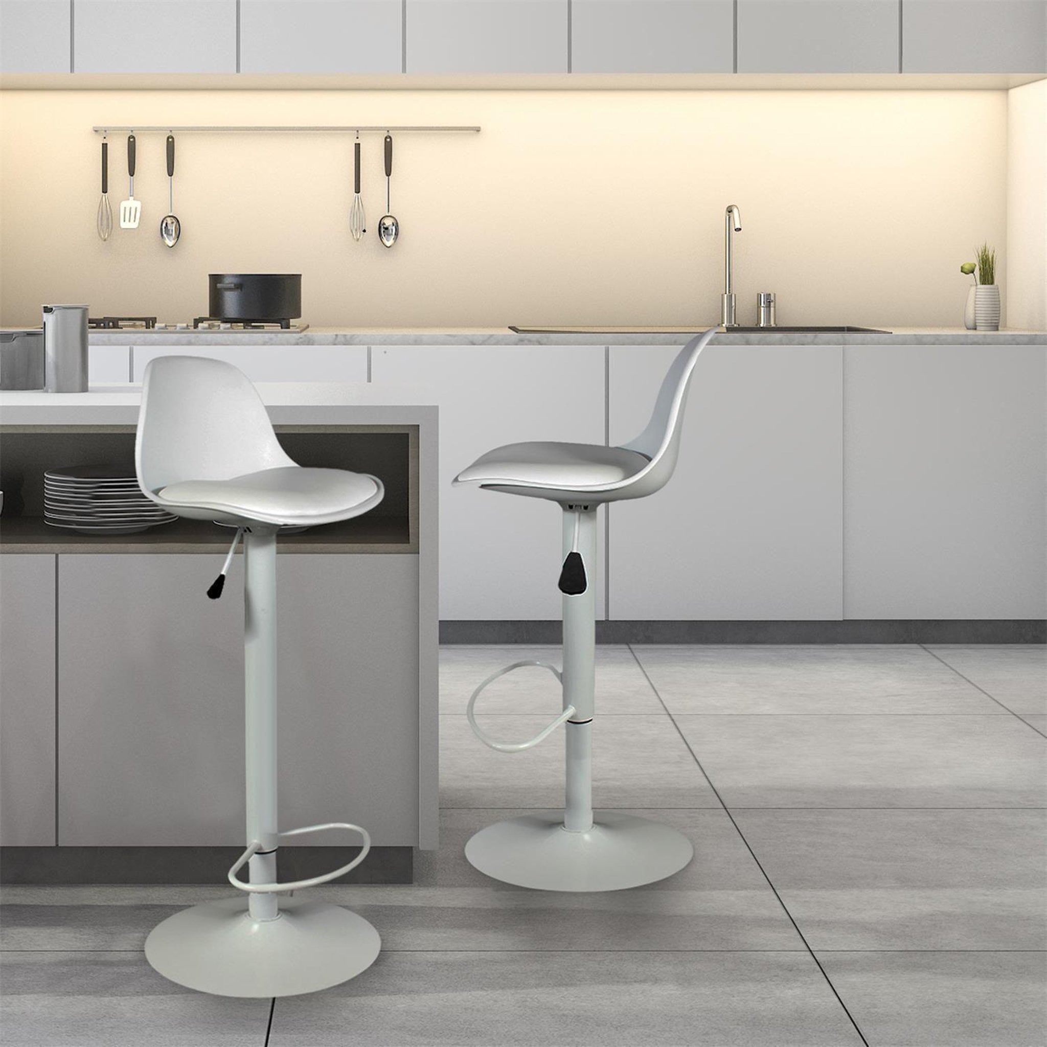 Voir la diapositive 2 : TOILINUX Lot de 2 tabourets de bar isak - blanc
