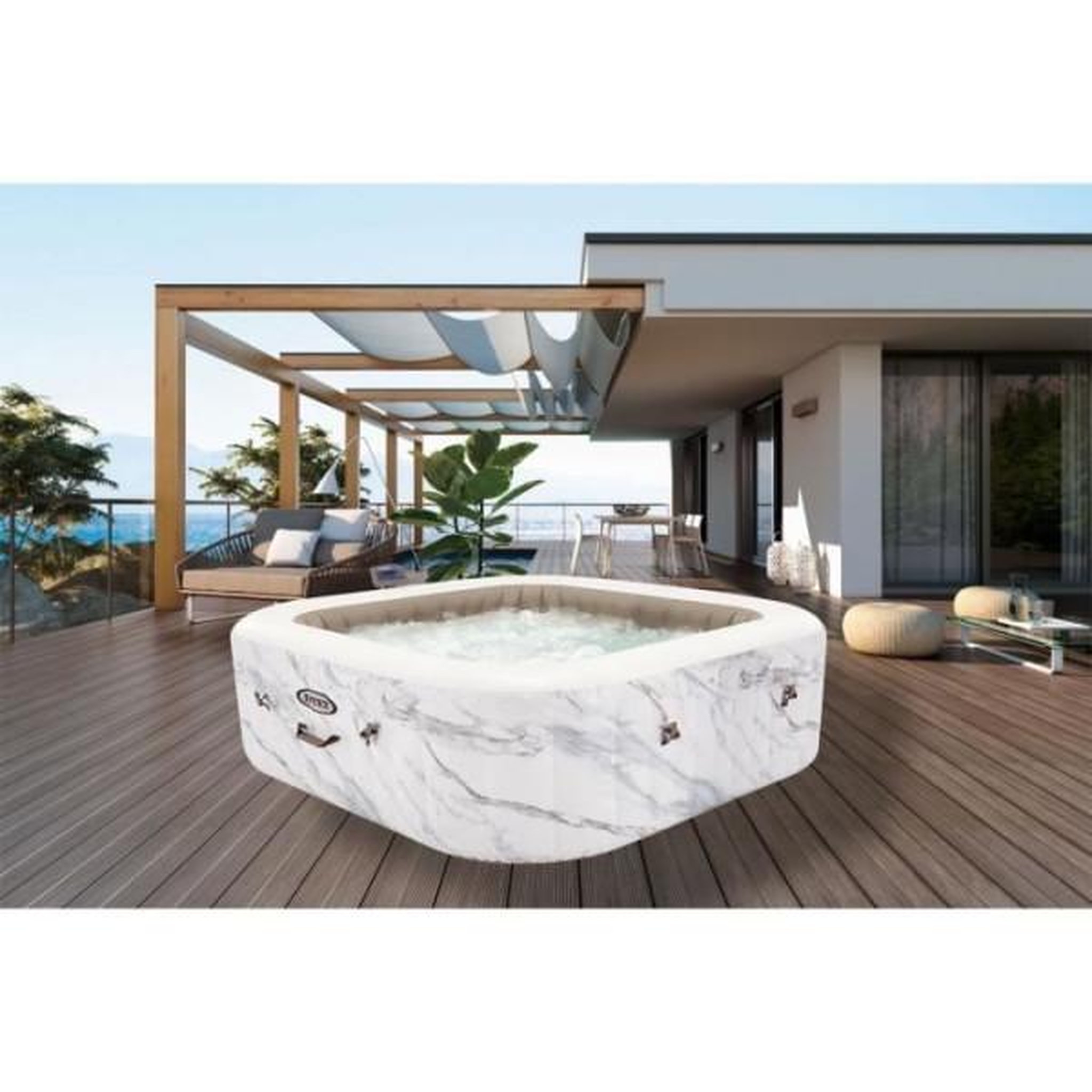 Voir la diapositive 2 : INTEX Spa gonflable INTEX - Calacatta - 173 x 173 x 71 cm - 4 places - Carré - 28464EX