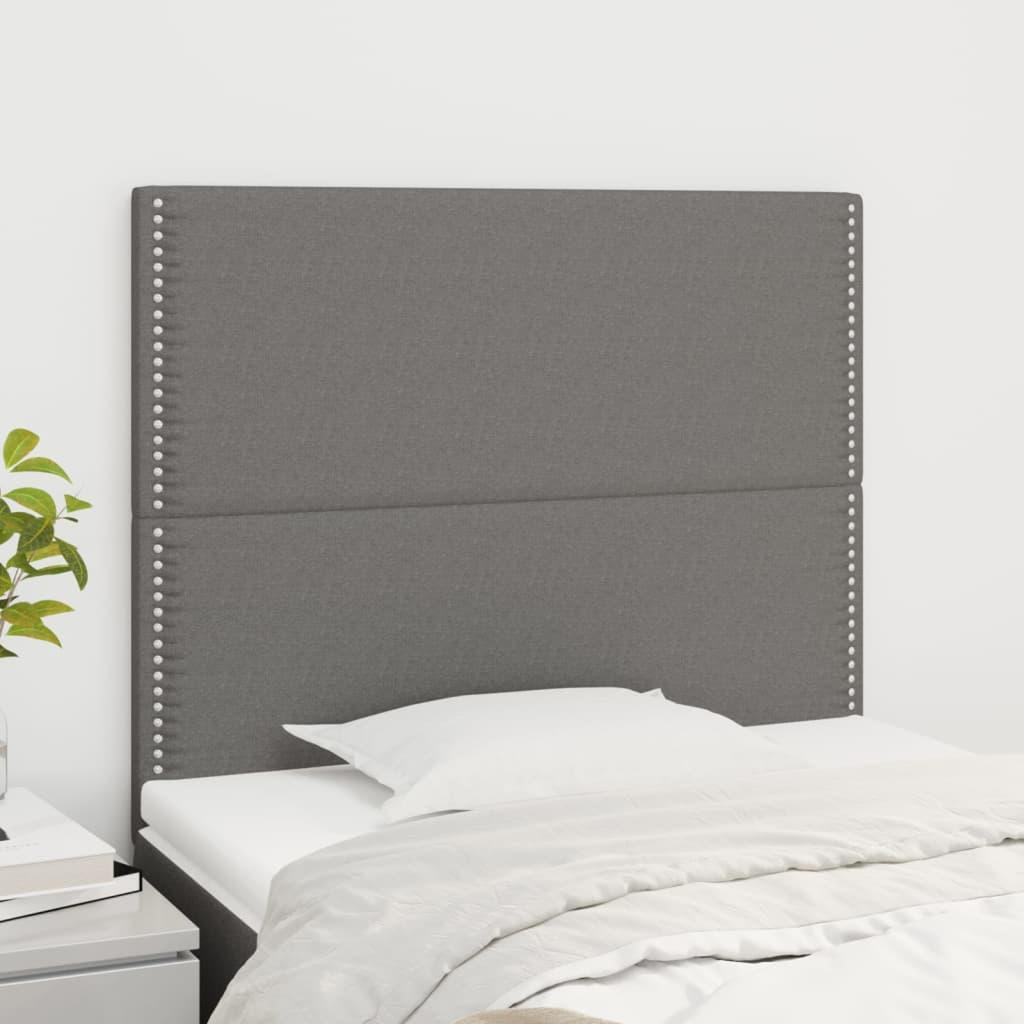 Voir la diapositive 1 : VIDAXL Tetes de lit 2 pcs Gris fonce 90x5x78/88 cm Tissu