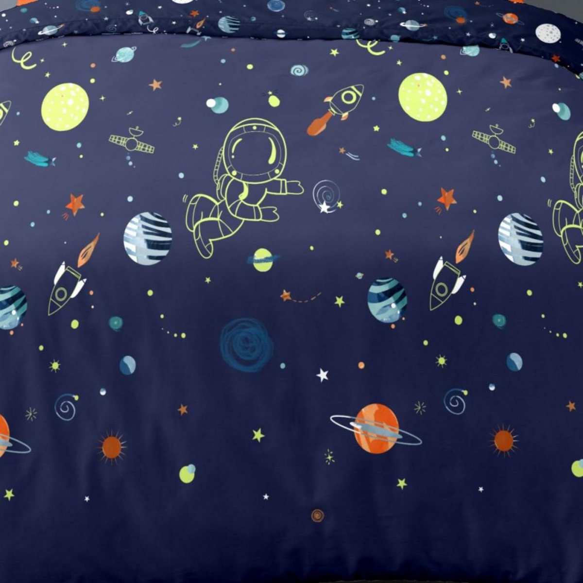 Dourev Housse de couette 140x200 I NEED SPACE+ taie 100% coton 52 fils