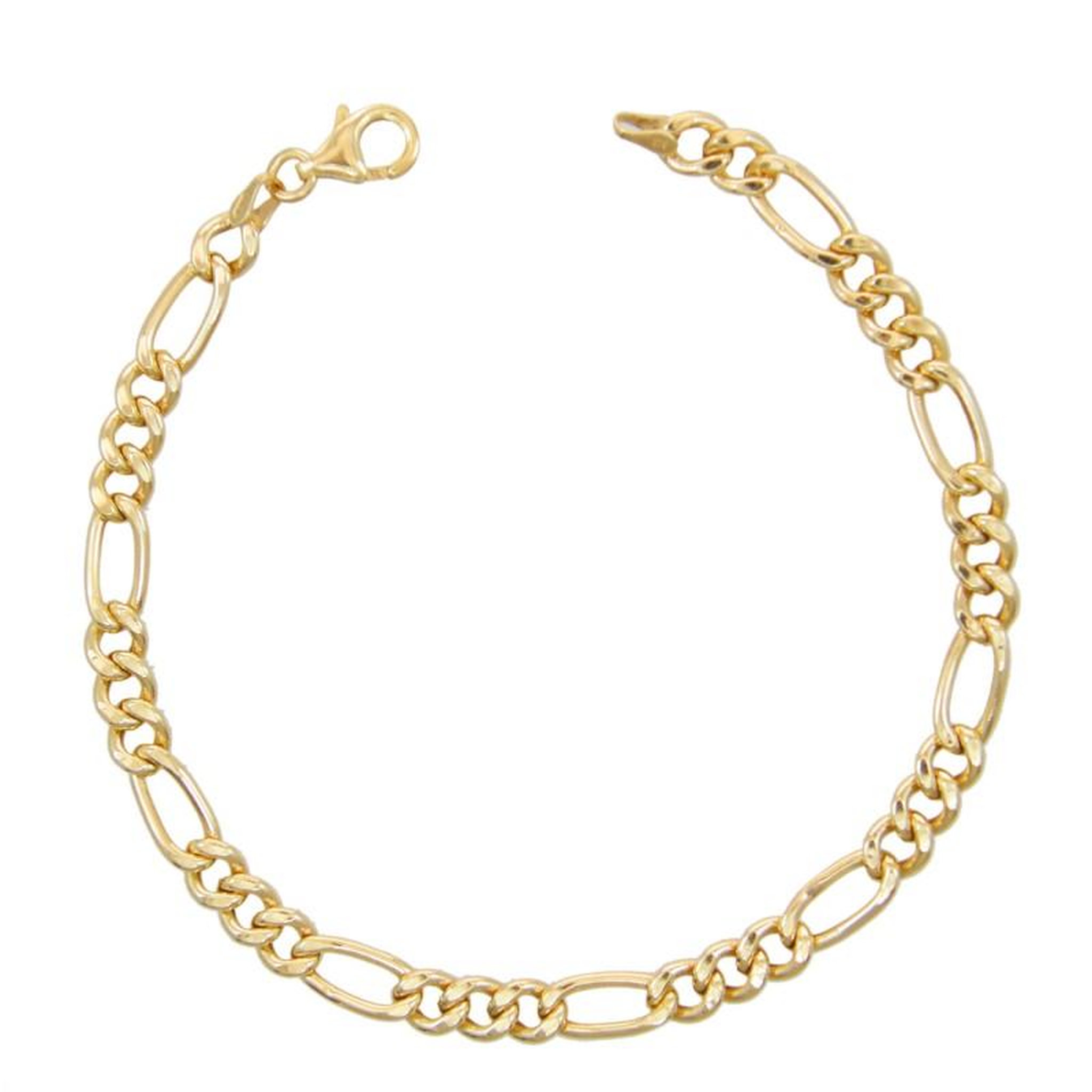 Voir la diapositive 1 : L'ATELIER D'AZUR Bracelet Or Jaune Maille Figaro Alternée 1+3 - Homme