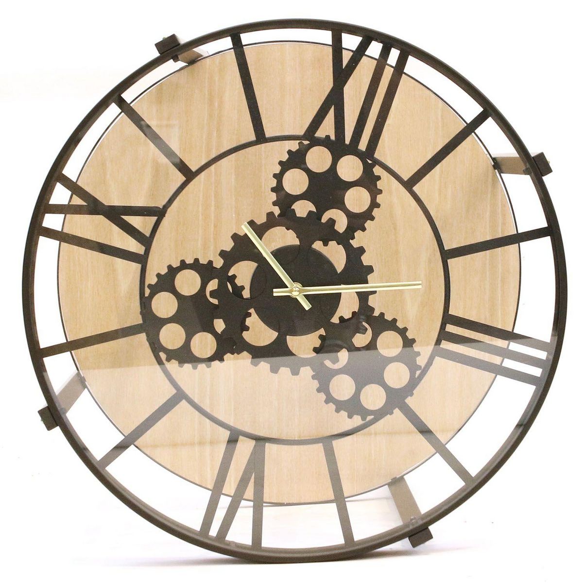 The Home Deco Factory Table d'appoint design horloge vintage Oscar - Diam. 50 x H. 50 cm - Noir