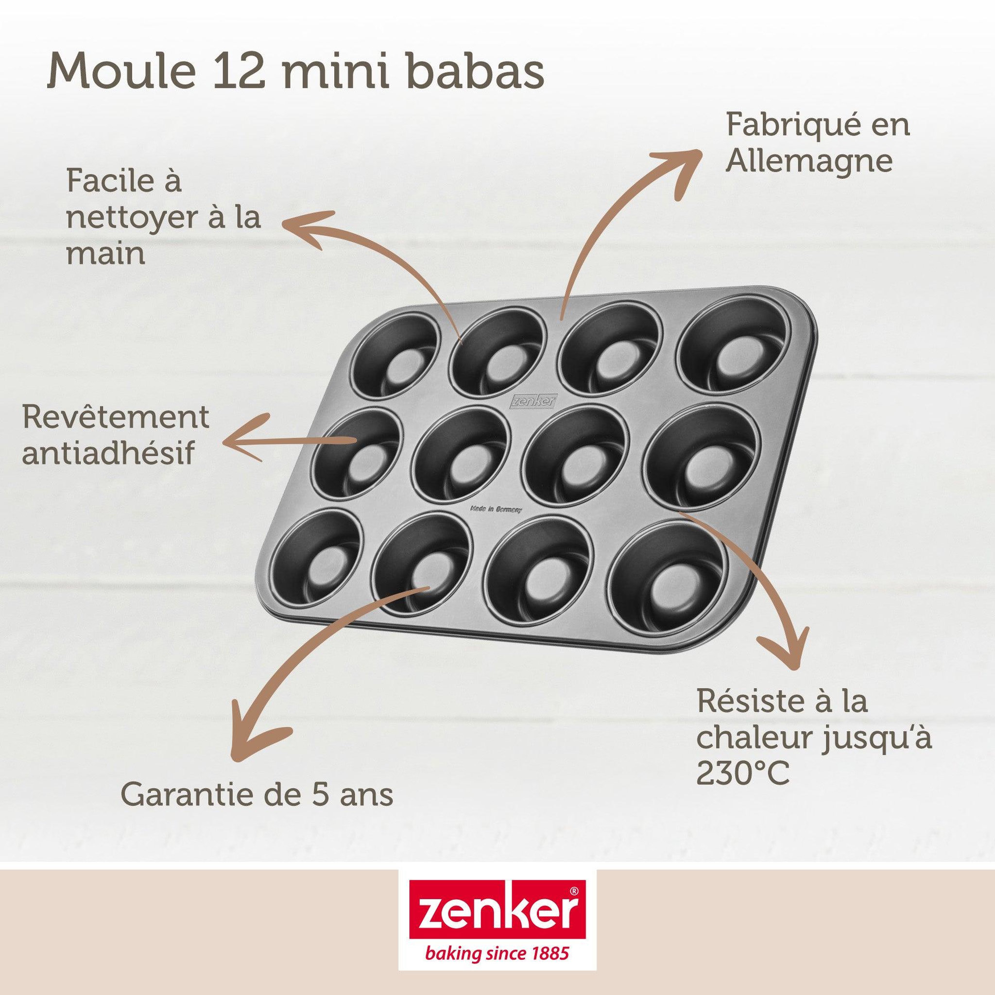 Voir la diapositive 3 : ZENKER Ensemble de 2 moules pour 24 babas au rhum zenker spécial créative