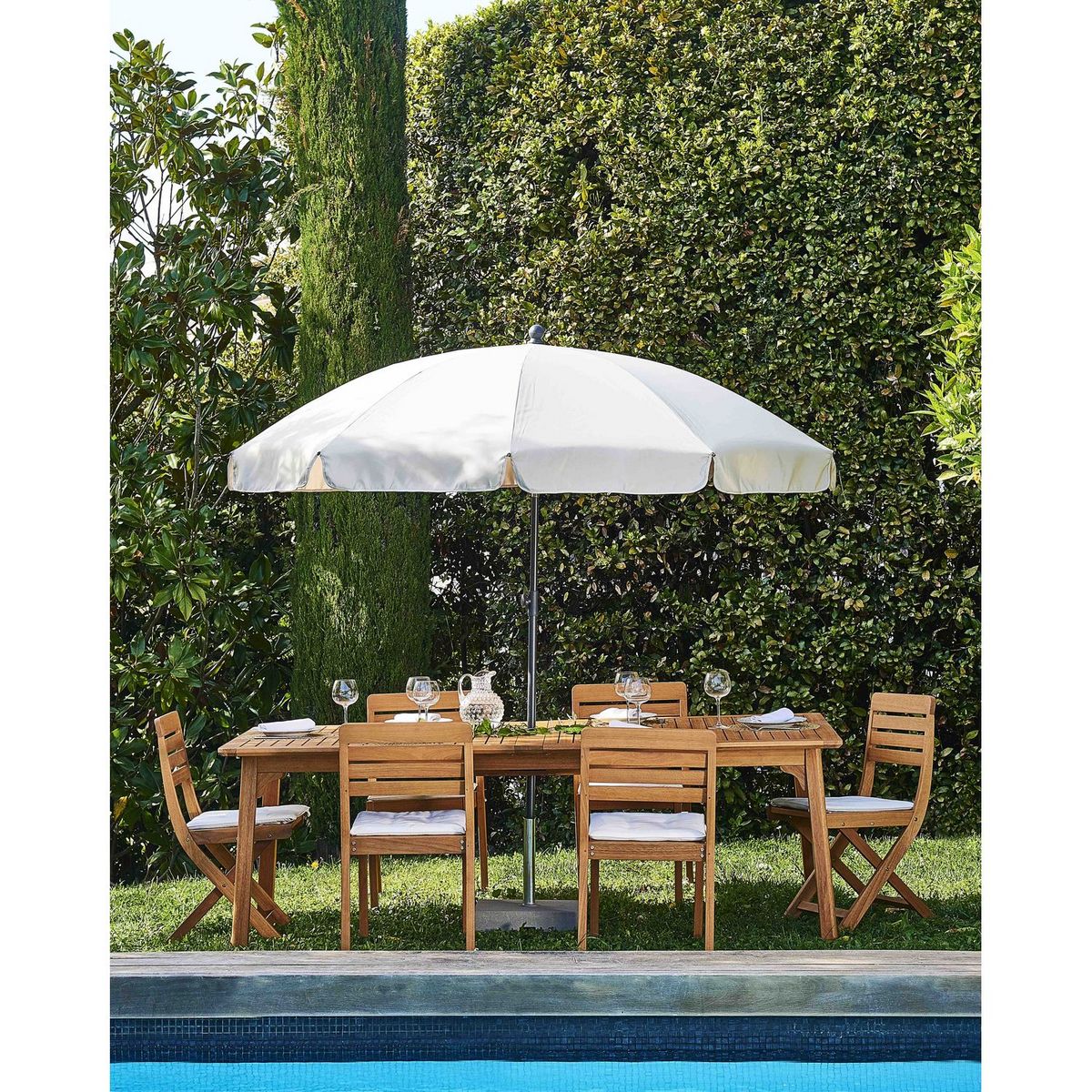 Parasol droit diam 2.5m taupe ELENA 2