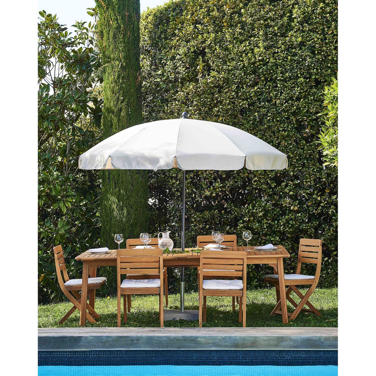 Parasol droit diam 2.5m taupe ELENA 2