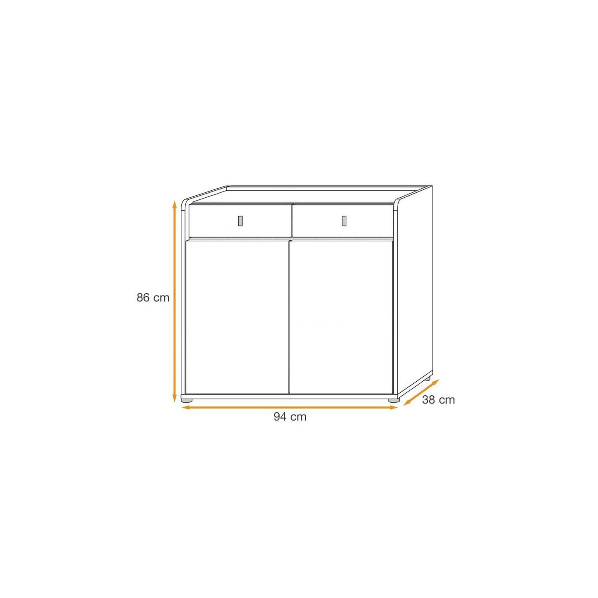 Voir la diapositive 3 : Paris Prix Buffet 2 Portes & 2 Tiroirs  Vivero  94cm Gris & Naturel