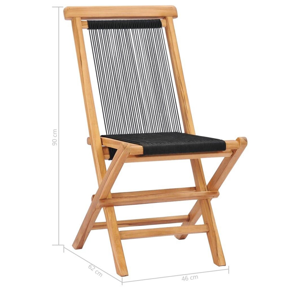 VIDAXL Chaises pliables de jardin lot de 2 Bois teck solide et corde