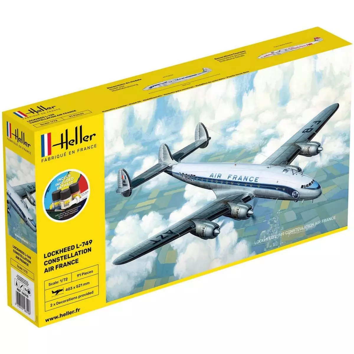 Heller Maquette avion : Starter Kit : L-749 Constellation AF