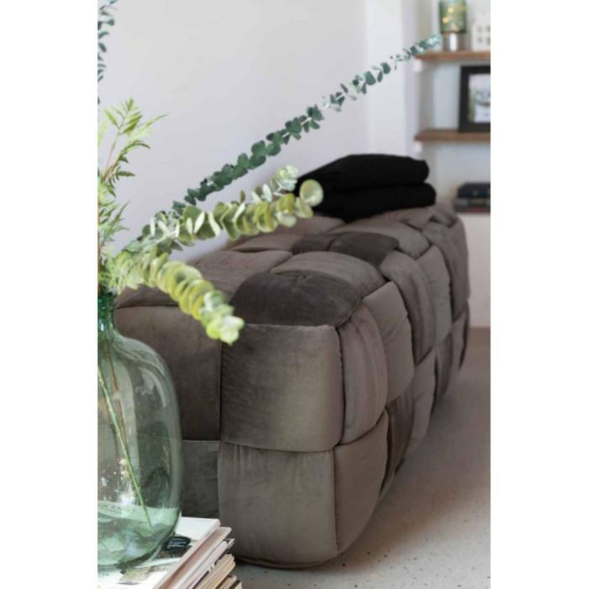 Paris Prix Pouf Design  3 Personnes  120cm Gris Foncé