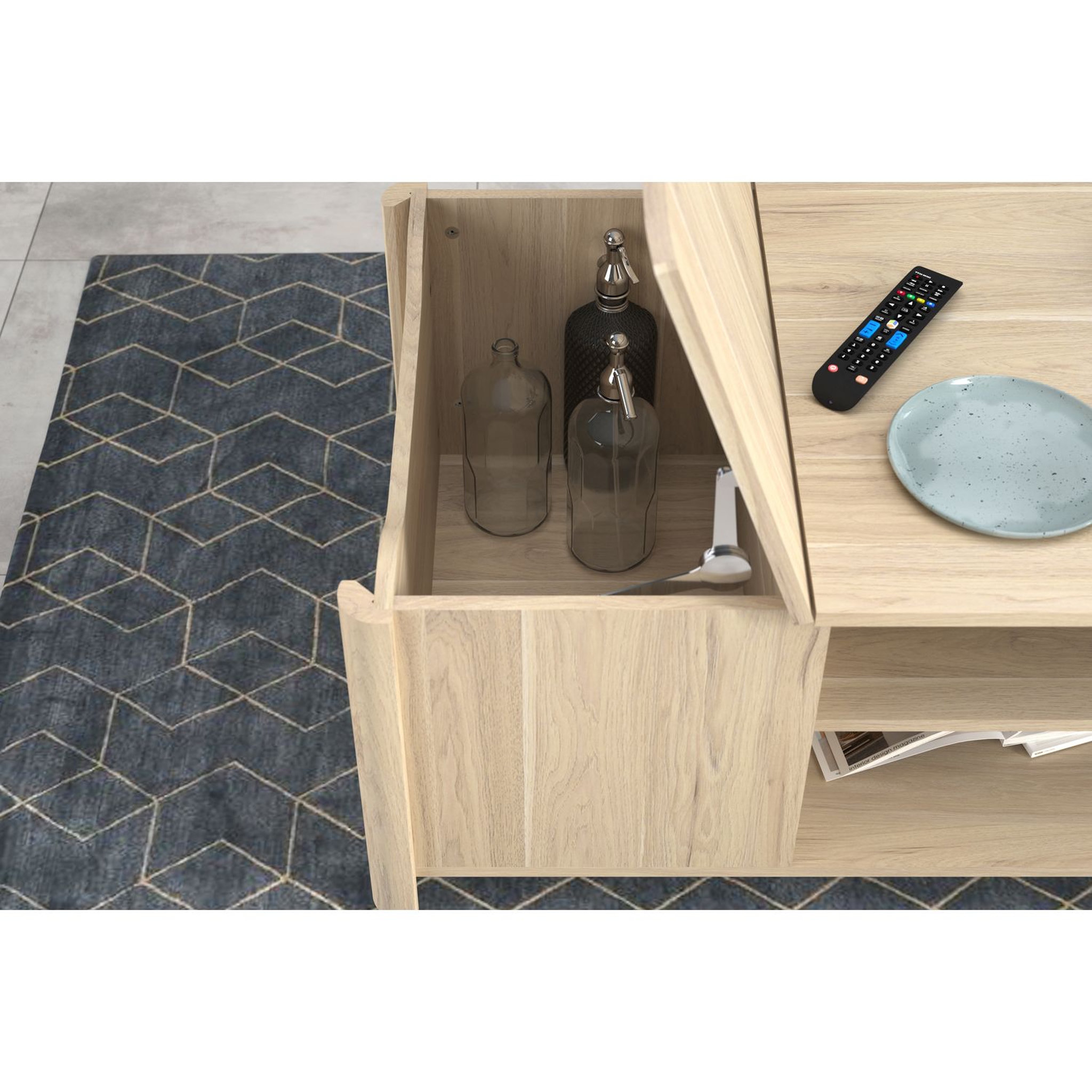 Voir la diapositive 3 : Table basse 1 coffre 2 niches L110 cm MARGOT