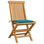 Voir la diapositive 2 : VIDAXL Chaises de jardin et coussins bleu lot de 4 Bois de teck massif