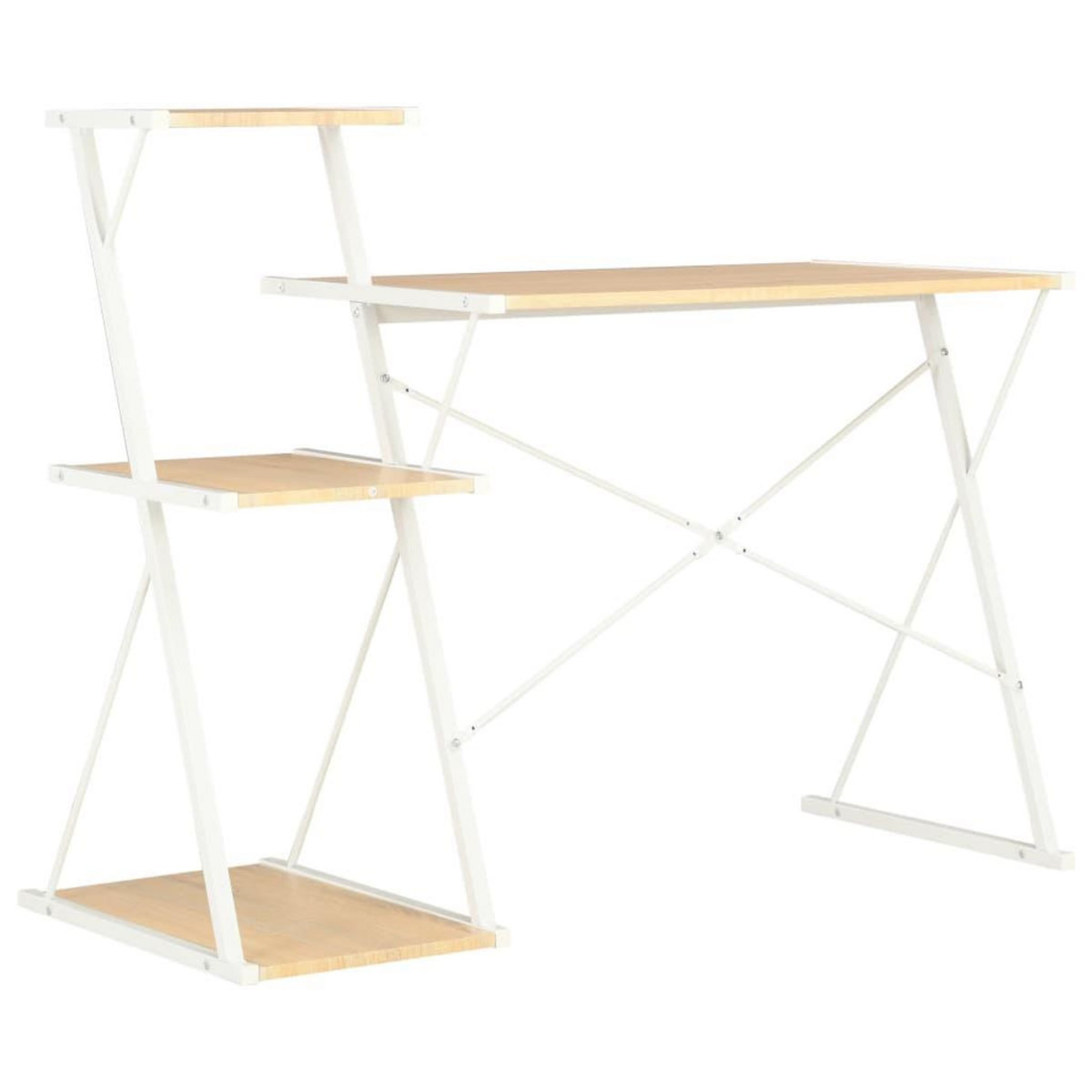 VIDAXL Bureau avec etagere Blanc et chene 116x50x93 cm