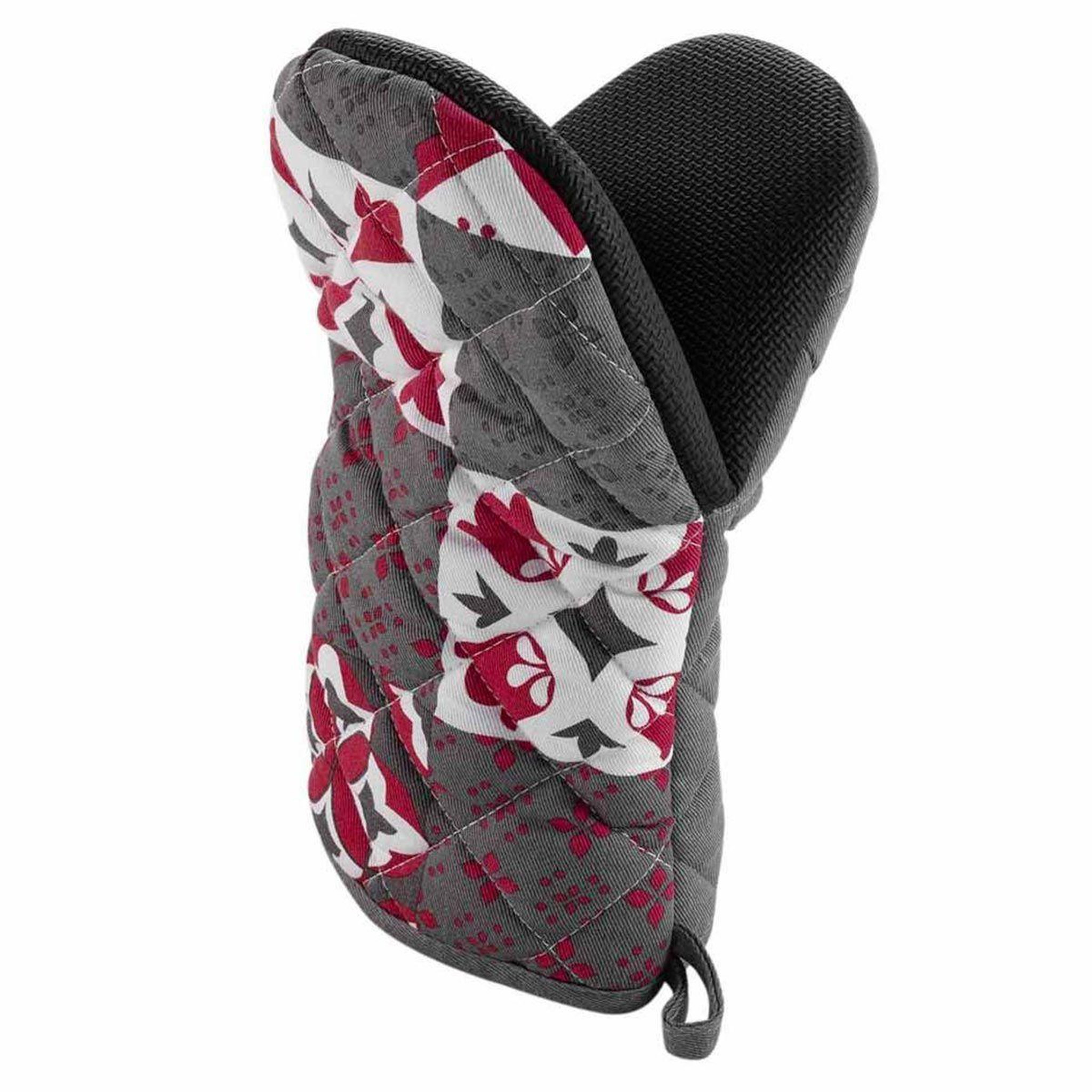 Douceur d'Intérieur Gant de cuisine pince  credence  24cm gris & rouge