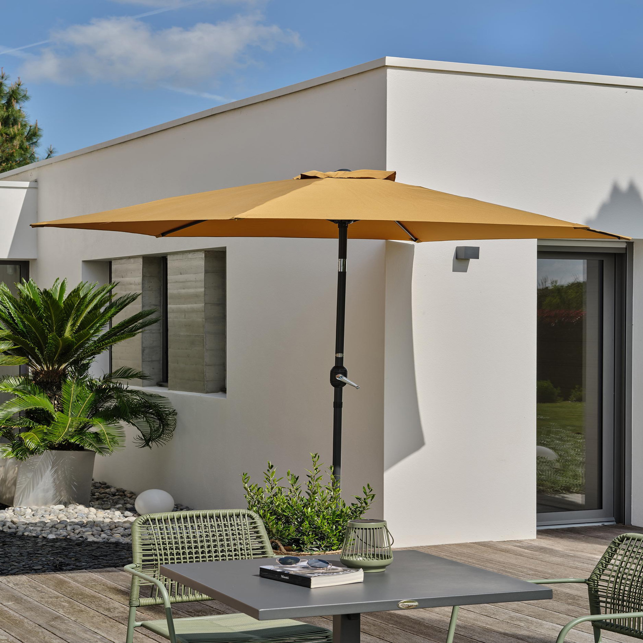 Voir la diapositive 2 : DCB GARDEN Parasol à manivelle en aluminium  et toile