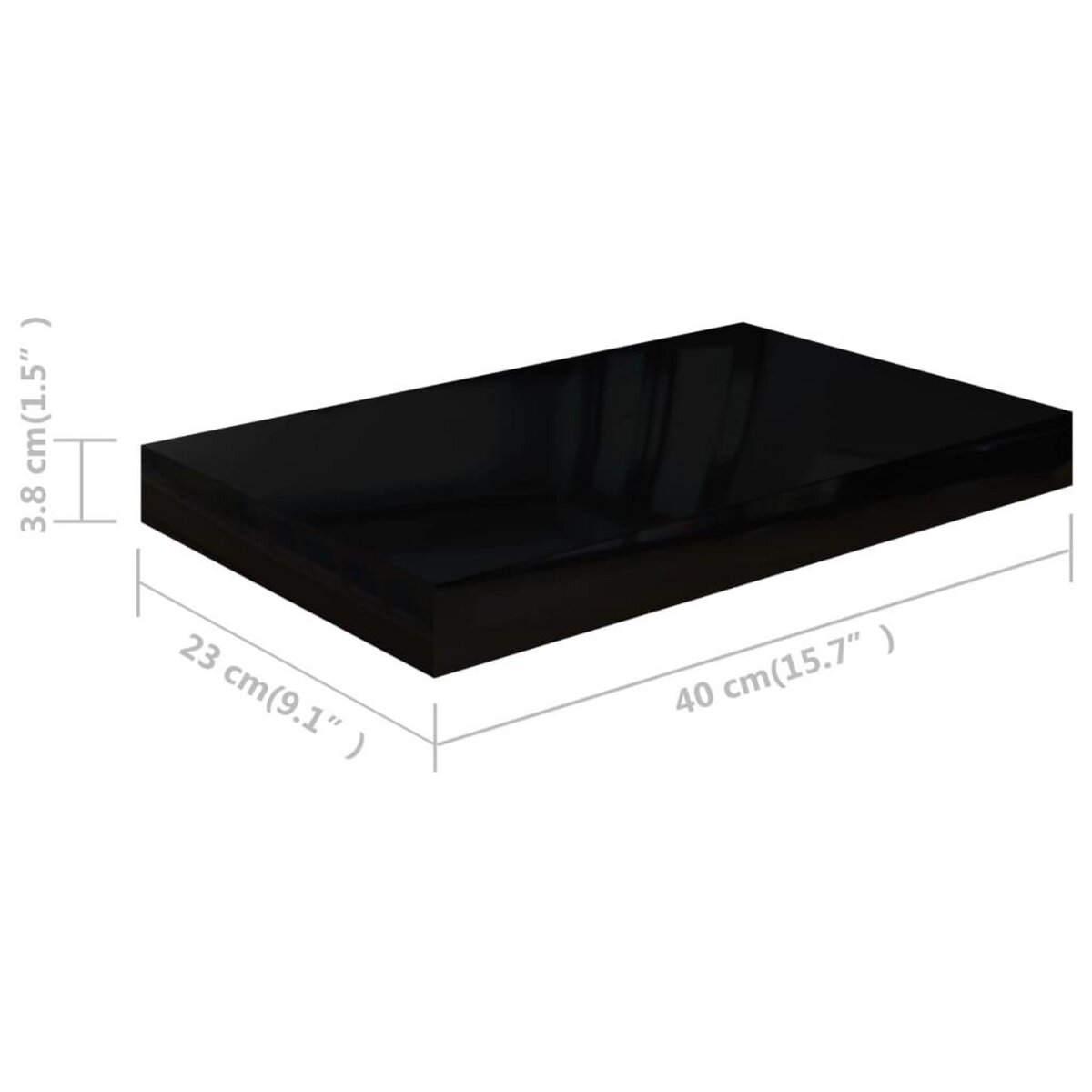 VIDAXL Etagere murale flottante Noir brillant 40x23x3,8 cm MDF