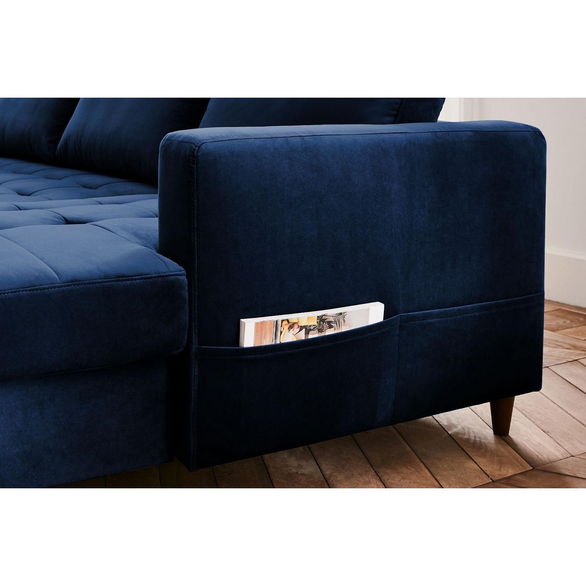 LISA DESIGN Anna - canapé panoramique d'angle gauche - 7 places - convertible avec coffre - en velours