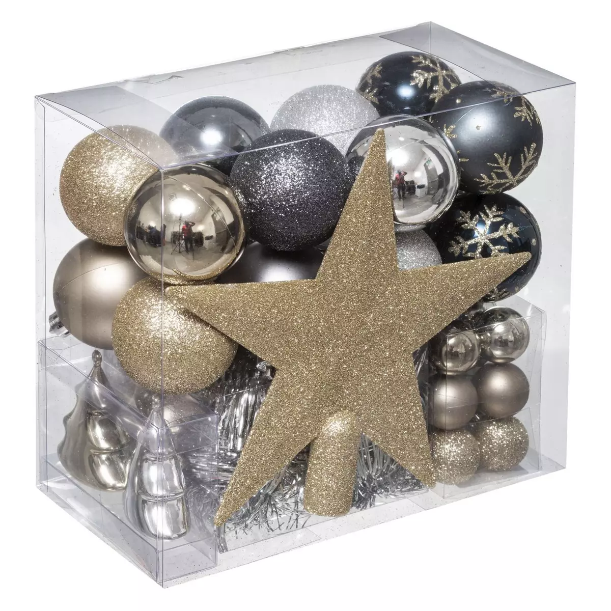 FEERIC LIGHT & CHRISTMAS Kit de décoration pour sapin de Noël - 44 Pièces - Thème paillettes