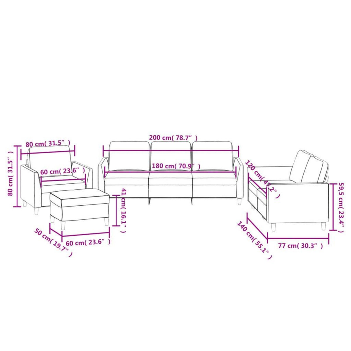 VIDAXL Ensemble de canapes 4 pcs avec coussins Creme Similicuir