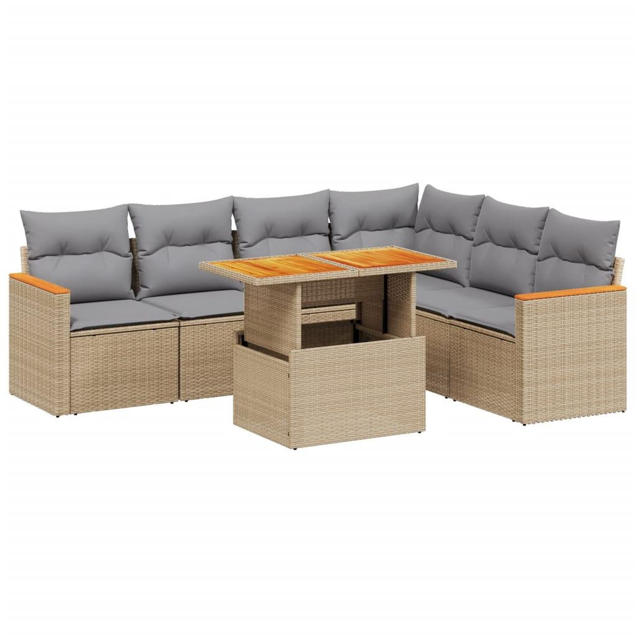 Voir la diapositive 2 : VIDAXL Salon de jardin avec coussins 7 pcs beige resine tressee