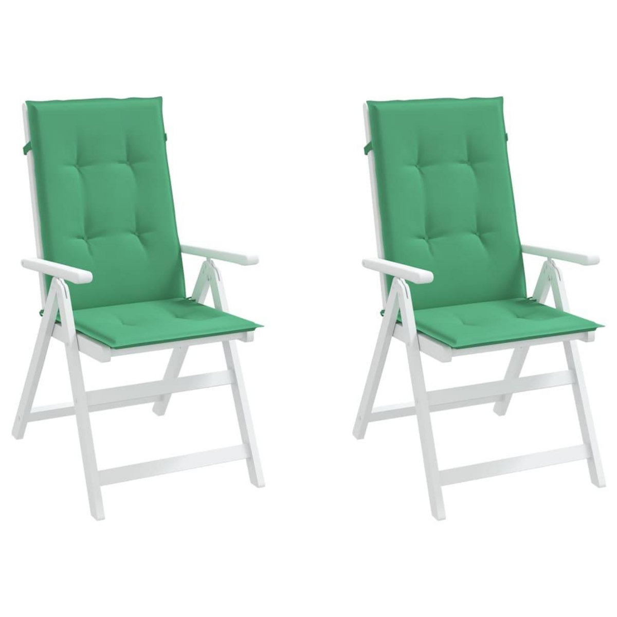VIDAXL Coussins de chaise de jardin a dossier haut lot de 2 vert tissu