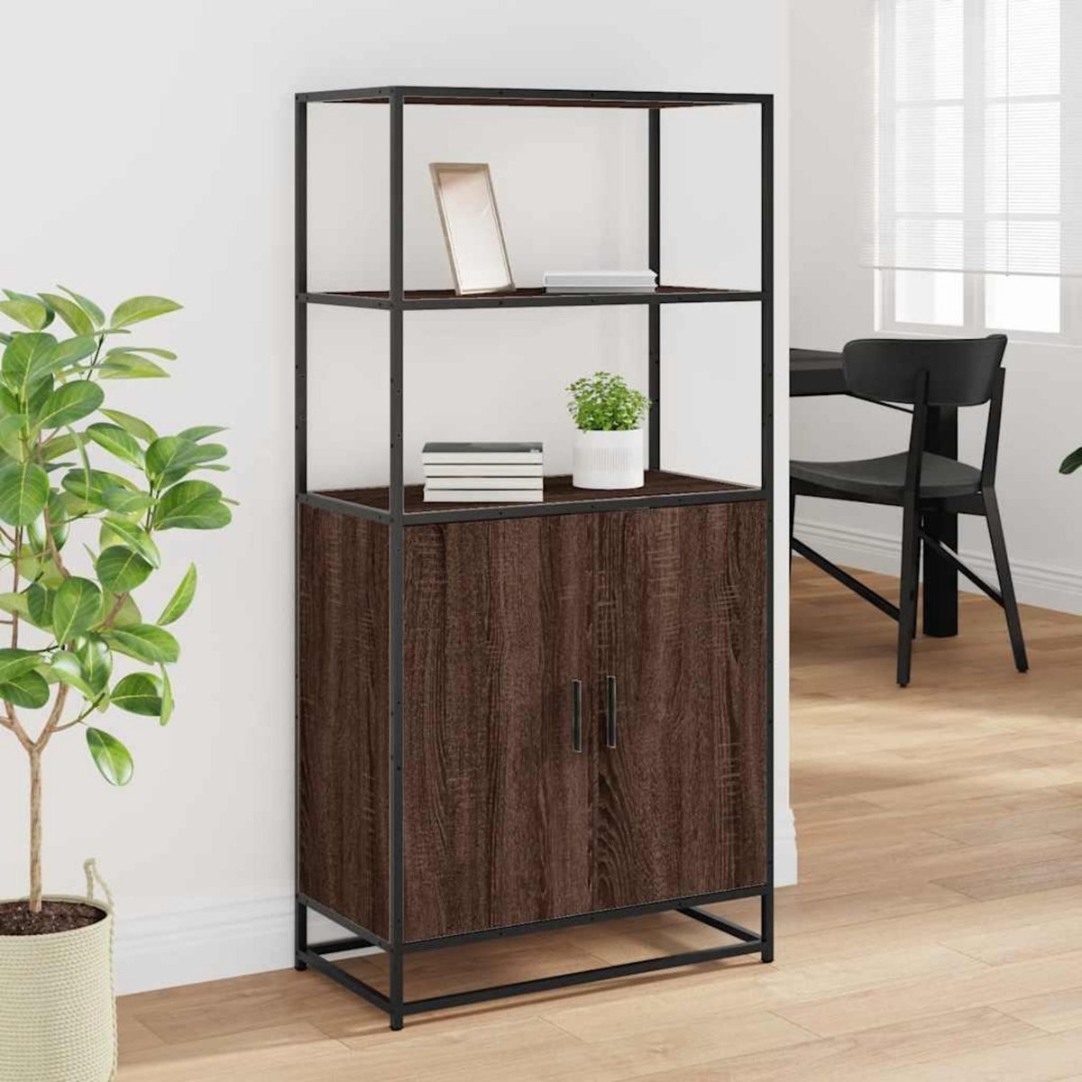 VIDAXL Buffet haut chene marron 68x35x139 cm bois d'ingenierie metal