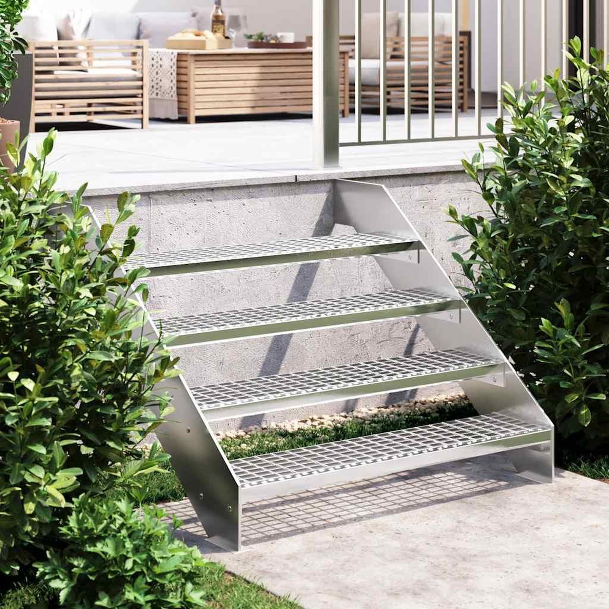 VIDAXL Escalier en caillebotis 100x24x7 cm acier galvanise