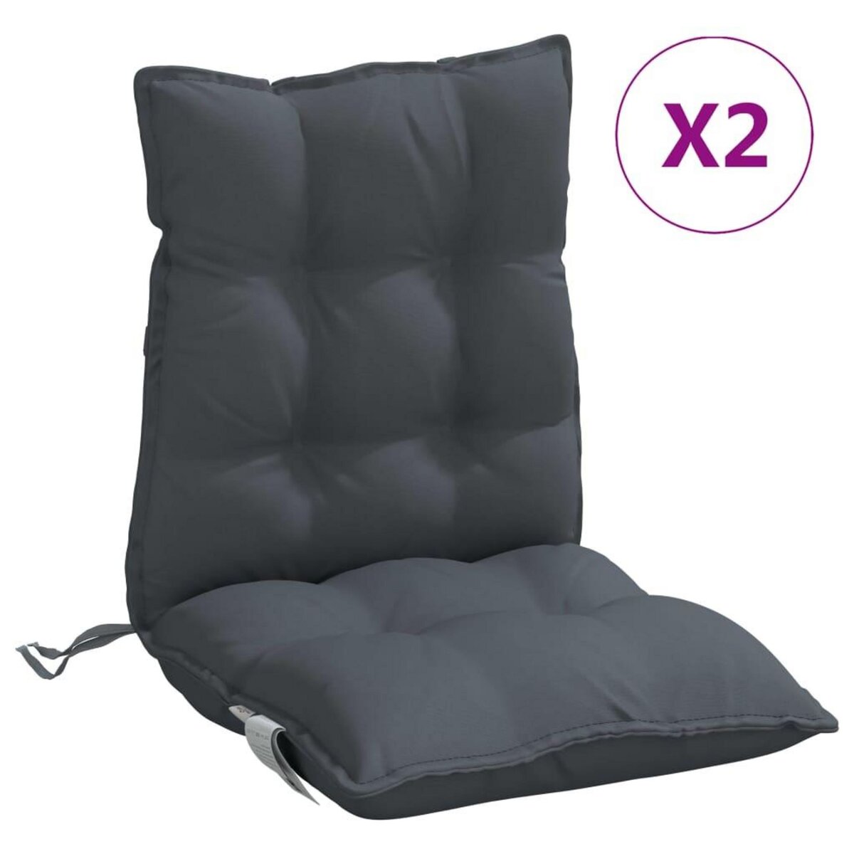 VIDAXL Coussins de chaise a dossier bas lot de 2 anthracite